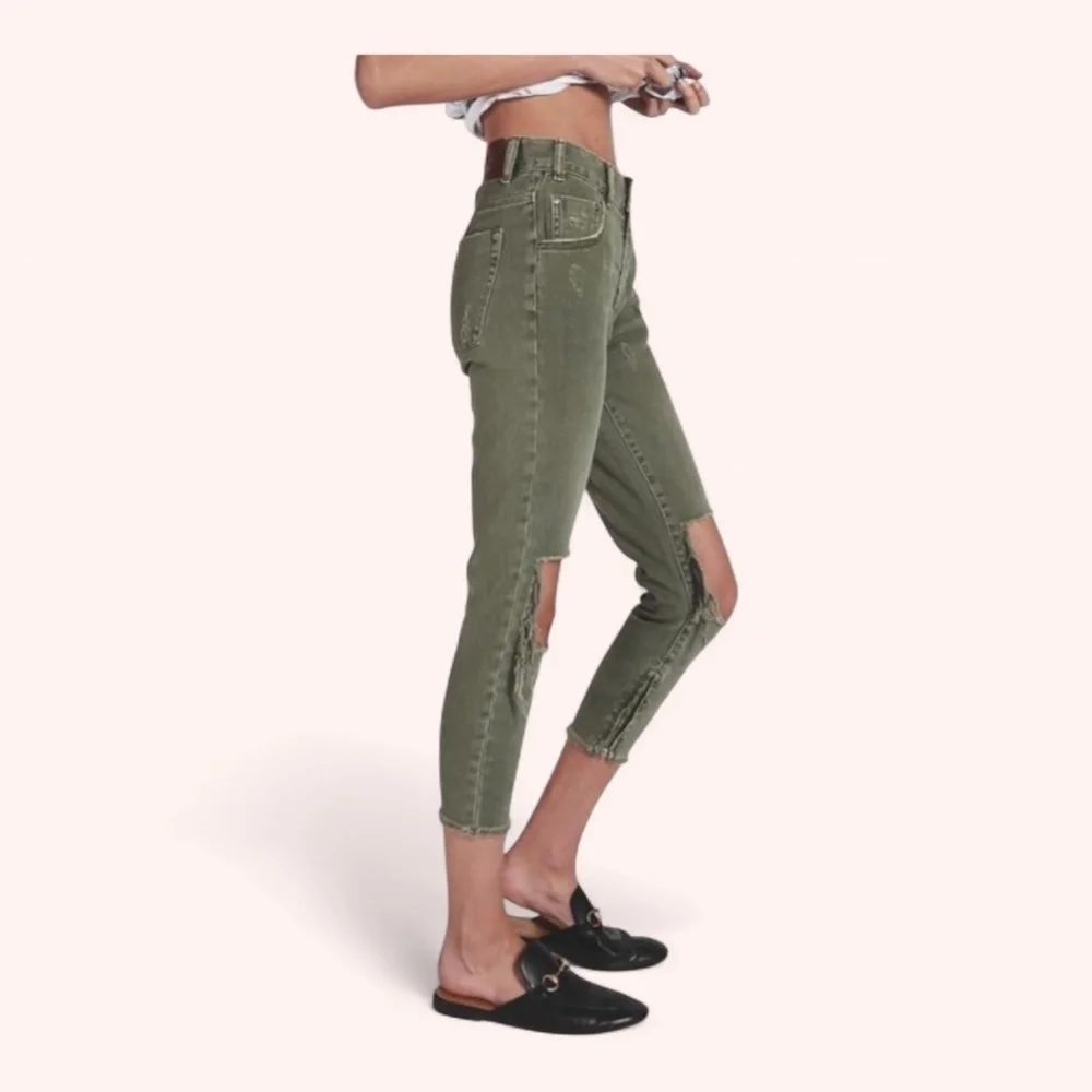 One Teaspoon Freebirds Jeans Military Super Khaki Distressed High Waist Size 26